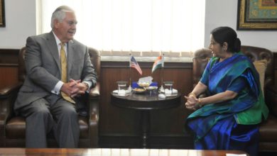 Rex Tillerson with India's Susham Swaraj