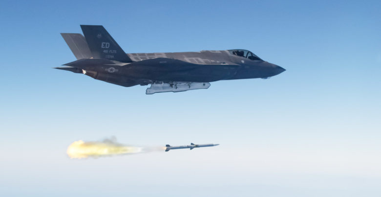 F-35 fires AIM-120 AMRAAM