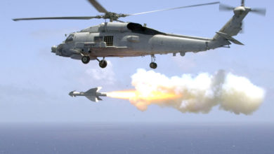 US Navy Helicopter Antisubmarine Light Five One (HSL-51) fires an AGM-119 “Penguin” anti-ship missile from an SH-60B Sea Hawk helicopter
