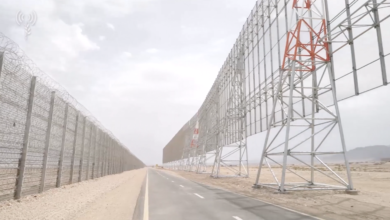 Security installation around the Ramon International Airport in Israel.