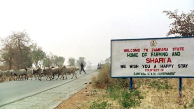 Sign outside of Zamfara state in Nigeria.
