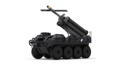 Rheinmetall Mission Master UGV fitted with Warmate UAVs