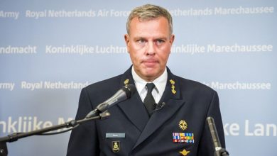 Lieutenant Admiral Rob Bauer Chief of Dutch Defence attends a press conference at the Ministry of Defence in The Hague, Netherlands July 20, 2020 regarding a Dutch army helicopter crash in the Caribbean.