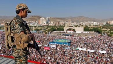 Tens of thousands of supporters of Yemen's Iran-backed Houthi rebel movement gather in the capital Sanaa on September 21, 2017 to mark the third anniversary of the rebel takeover. Photo: Mohammed Huwais/AFP.