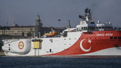 The Turkish research vessel Oruc Reis operated for subsea geophysical exploration.