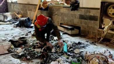 A rescue war at the scene of the blast.