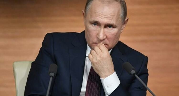 Photo of Russia's President Vladimir Putin in an annual news conference in Moscow, on December 19, 2019.
