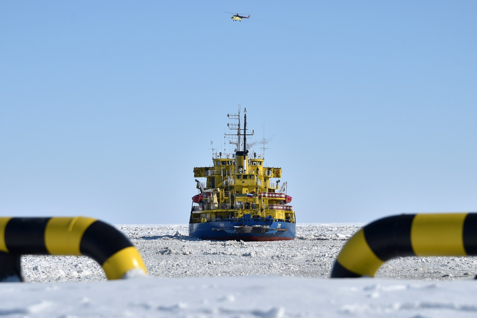 The Russian icebreaker Tor at the port of Sabetta on the Arctic circle