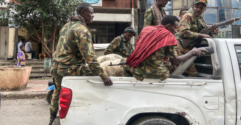 Members of an Amhara armed group who fight alongside federal and regional forces against fighters from the northern region of Tigray