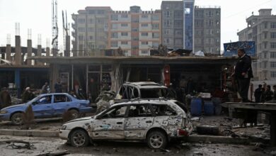 Damaged cars at the site of an attack in Kabul, Afghanistan, on Sunday, December 20, 2020
