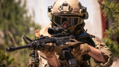 US Air Force Explosive Ordnance Disposal specialists with the New Jersey Air National Guard’s 177th Fighter Wing conduct tactical training on Warren Grove Gunnery Range, N.J., June 12, 2020