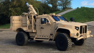 Spear 120mm mortar on Oshkosh Joint Light Tactical Vehicle