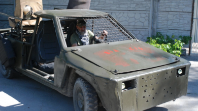 Ordinary passenger car converted for Ukraine's military