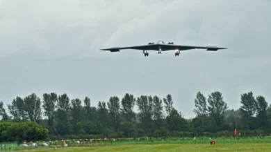 B-2 Spirit Stealth Bomber lands.