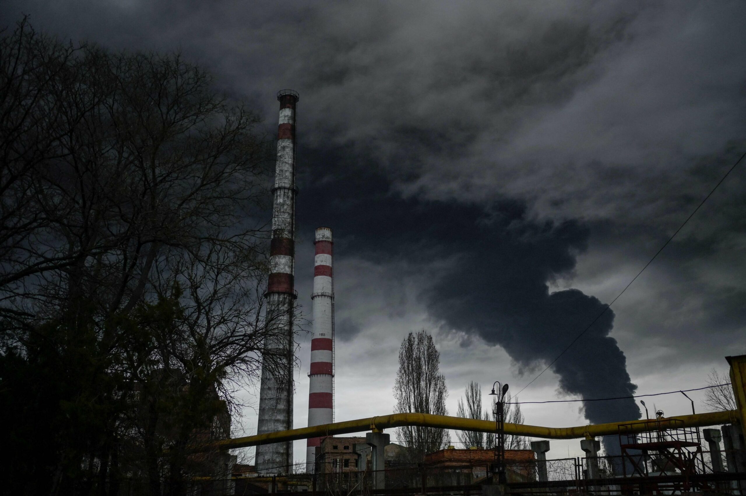 Smoke rises after an attack by Russian forces in Odessa, Ukraine on April 2022
