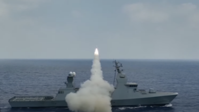 Israel's Sa’ar 6-class corvette INS Oz launches Gabriel V missile that destroyed a mock ship target