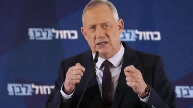 Israeli Defense Minister Benny Gantz speaks at an event