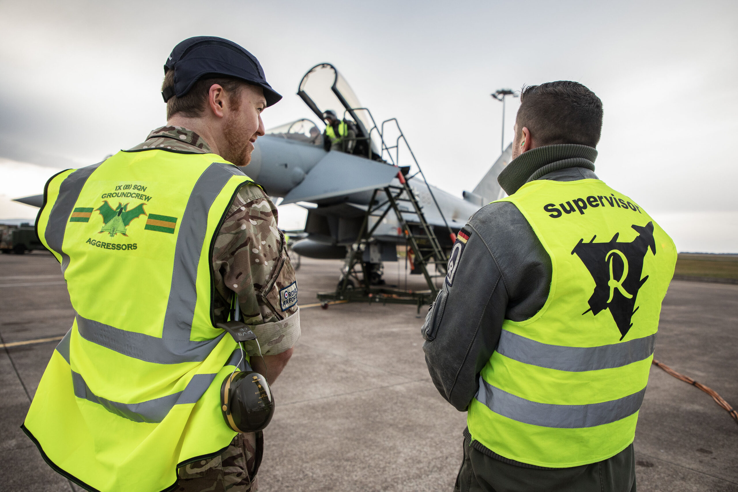 Typhoons and engineers from Taktisches Luftwaffengeschwaver 71 "Richthofen" arrive at RAF Lossiemouth ahead of the their combined deployment to Estonia. They will be conducting in corss-training between the the German Air Force and RAF Typhoon assigned personel and to fly Qucik Reation Alert and Combined Baltic Air Policing training.