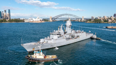 HMAS Warramunga sails into Sydney Harbour to berth at her new home port of Fleet Base East in Sydney. *** Local Caption *** HMAS Warramunga arrived in Sydney at the ships new home port of Fleet Base East, having been previously home ported at Fleet Base West, Garden Island, Rockingham, West Australia. The ships company in Warramunga recently completed a hull swap from HMAS Parramatta to enable Parramatta to undergo a capability upgrade in West Australia. When complete, Parramatta will be equipped with one of the most advanced, sovereign air search radar capabilities in the world.