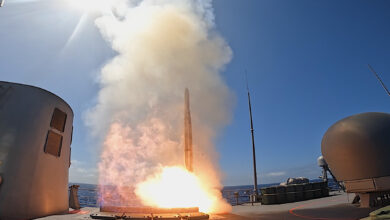 Royal Australian Navy frigate HMAS Toowoomba fires an Evolved Sea Sparrow Missile during a workup period off the coast of Western Australia. *** Local Caption *** Anzac Class frigate HMAS Toowoomba recently conducted a successful firing of an Evolved Sea Sparrow Missile (ESSM) Block 1 during a shakedown period off the coast of Western Australia. The firing marked the first by HMAS Toowoomba since completing the ANZAC Class Mid-life Capability Assurance Program (AMCAP) upgrade.