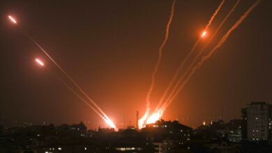 Rockets are fired from Gaza City towards Israel