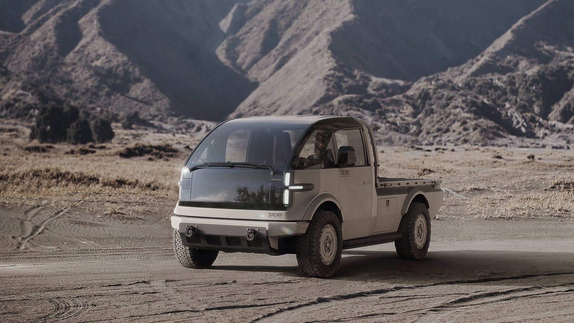 Electric-powered light tactical vehicle (LTV).