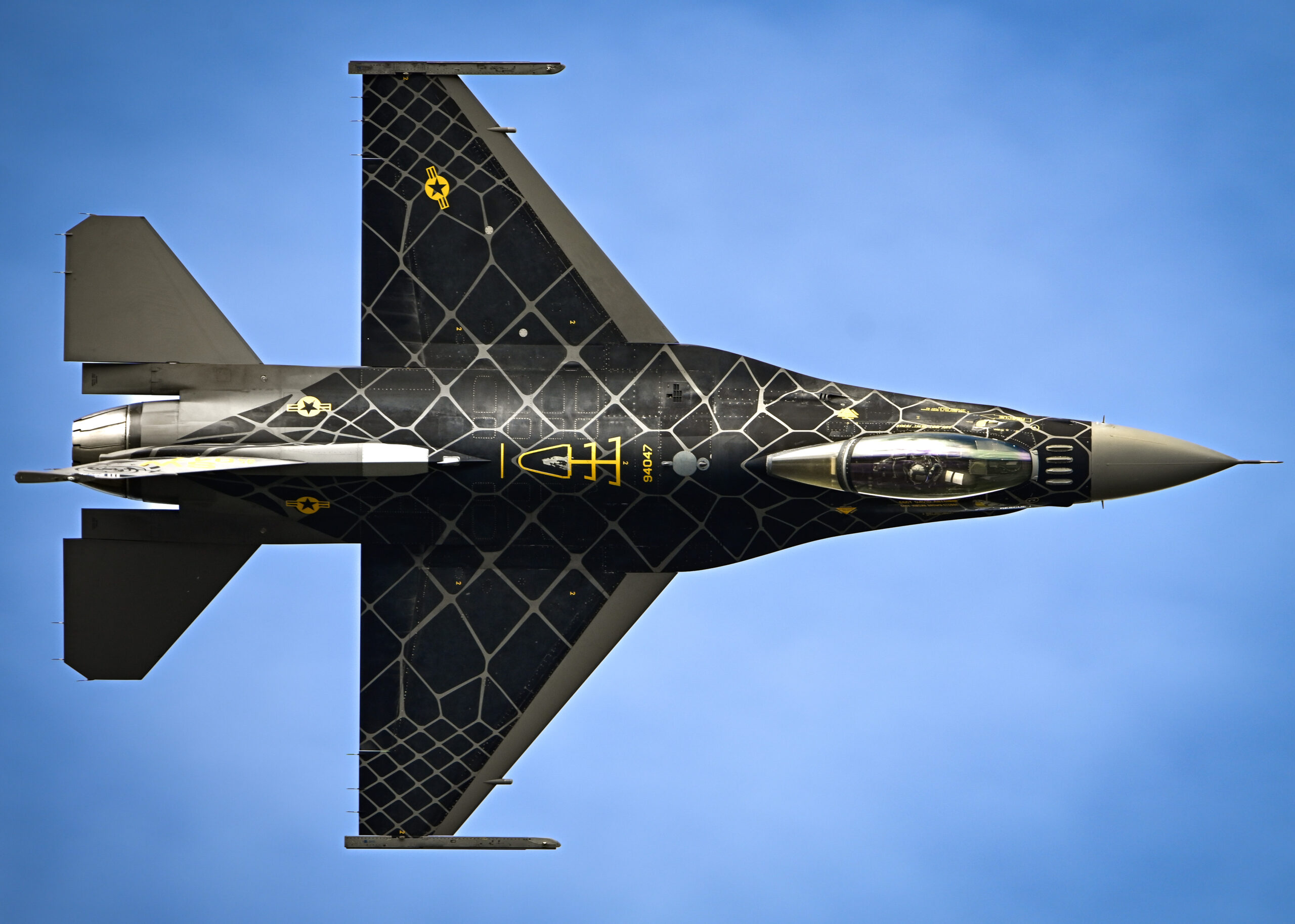 U.S. Air Force Capt. Aimee “Rebel” Fiedler, F-16 Viper Demonstration Team commander and pilot, performs aerial maneuvers during F-AIR Colombia International Aeronautics and Space Fair at José María Córdova Airport in Rionegro, Colombia, July 14, 2023. F-AIR showcases longstanding partnership and friendship the U.S. Air Force, U.S. Space Force, U.S. Southern Command and U.S. Space Command has with Colombia and throughout Latin America. (U.S. Air Force photo by Staff Sgt. Madeline Herzog)