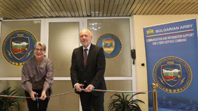 Acting US Ambassador Andrea Brulette-Rodriguez opens the Cyber and Bulgarian Defense Minister Todor Tagarev and Defense Center in Sofia