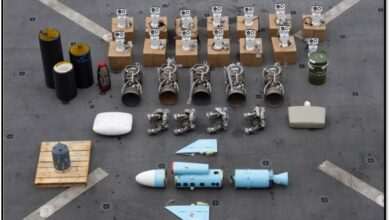 Iranian-made missile parts en route to Houthi rebels from a boat in the Arabian Sea