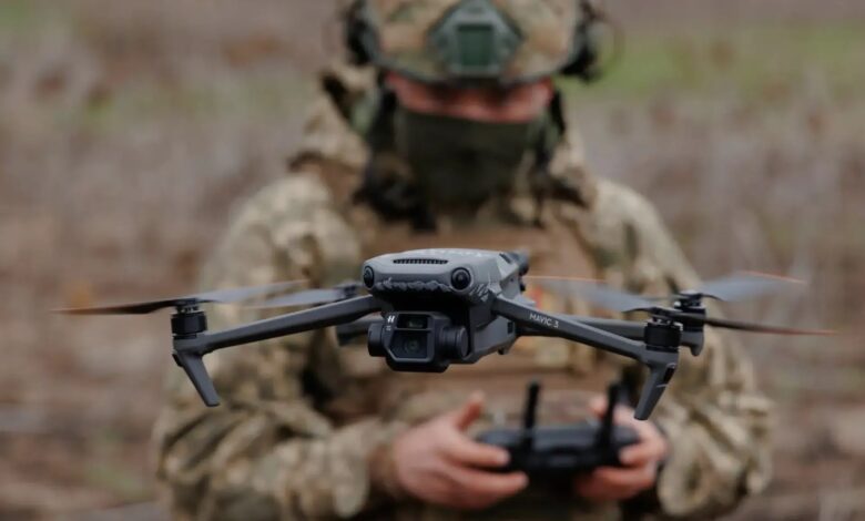 Ukrainian soldier with drone
