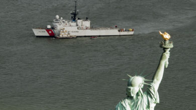 Coast Guard Cutter Spencer takes on supplies in New York Harbor, Nov. 3, 2012. The Spencer is homeported in Boston with a compliment of approximately 100 crewmembers. U.S. Coast Guard photo by Petty Officer 2nd Class Stephen Lehmann.