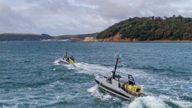 A couple of unmanned surface vessels at sea