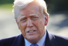 US President Donald Trump speaks to reporters at the White House