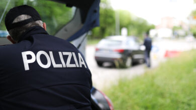 Police checkpoint during COVID-19 pandemic in Italy on April 28, 2020 in Carpi, Italy. (Photo by Emmanuele Ciancaglini/NurPhoto) (Photo by Emmanuele Ciancaglini / NurPhoto / NurPhoto via AFP)
