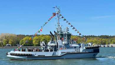 The Lithuanian Navy's LNS H-24 "Lokys" support ship