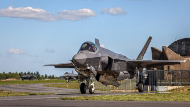 New F-35 fighter jets arrive at Skrydstrup Air Base.
