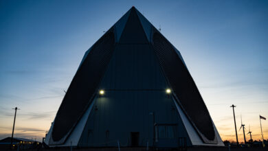 A view of the the Upgraded Early Warning Radar (UEWR) facility at Cape Cod Space Force Station, Massachusetts, May 7, 2024. The 6th Space Warning Squadron (6 SWS), which operates the system, is a geographically separated unit of Space Delta 4, Buckley Space Force Base, Colorado. "Team 6" includes U.S. Space Force Guardians, U.S. Air Force and Royal Canadian Air Force Airmen and civilian employees. Their mission is "To surveil air and space to detect missile launches and high-interest satellites while operating, maintaining, and protecting New England’s first Space Force installation.” (U.S. Space Force photo by Dave Grim)
