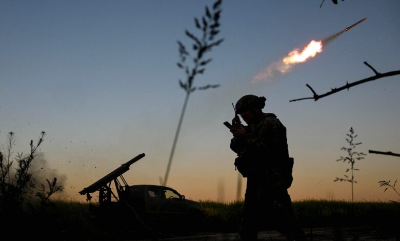 A soldier of the artillery crew of the Rifle Battalion special unit of the Main Directorate of the National Police of Ukraine in the Zaporizhzhia region performs a combat mission using a portable rocket launcher ''Partizan'' in the Zaporizhzhia direction, Ukraine