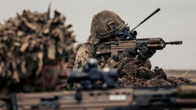 Pictured: Soldiers from a rifle platoon, 4th Battalion, The Royal Regiment of Scotland, engaging targets outside the trenches during live firing tactic training (LFTT) to clear the position when training during on Exercise Steadfast Dart on the 10th of February 2025. Exercise STEADFAST DART (STDT25) is the principal NATO exercise for 2025 and the first large-scale deployment of the NATO Allied Reaction Force (ARF). The exercise tested and trained the operational deployment of the ARF to NATO Vigilance Area South-East, focusing on the planning and execution of a pre-crisis multi-domain activity that aimed to reinforce the Allied forces located in Romania and Bulgaria. Throughout January and February 2025, personnel and equipment from Bulgaria, France, Greece, Italy, Spain, Slovenia, Türkiye and the United Kingdom have manoeuvred to NATO’s eastern flank via road, sea and air. This included over 17 naval assets, 20 aircraft, 1,500 military vehicles and 10,000 personnel – making it the largest NATO exercise of 2025. Exercise STEADFAST DART showed NATO’s commitment to making the Alliance stronger and better able to deter and, if necessary, defence against any potential adversary in any domain, and at any time.