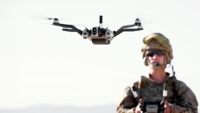 A soldier flying the Black Widow drone.