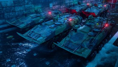 U.S. Marine Corps amphibious combat vehicles with 3rd Assault Amphibian Battalion, 1st Marine Division, stage for debarkation in the well deck of San Antonio-class amphibious transport dock ship USS Portland (LPD 27) during rehearsals for the 250th Birthday Amphibious Capabilities Demonstration off the coast of Marine Corps Base Camp Pendleton, California, Oct. 15, 2025. The Marine Corps 250th Birthday Amphibious Capabilities Demonstration is one of many events taking place across the country to showcase the Navy–Marine Corps team’s ability to project power from the sea and defend the Nation. For 250 years, Marines have been America’s expeditionary force-in-readiness — capable, credible, and committed to winning the Nation’s battles. (U.S. Marine Corps photo by Cpl. Avery Wayland)